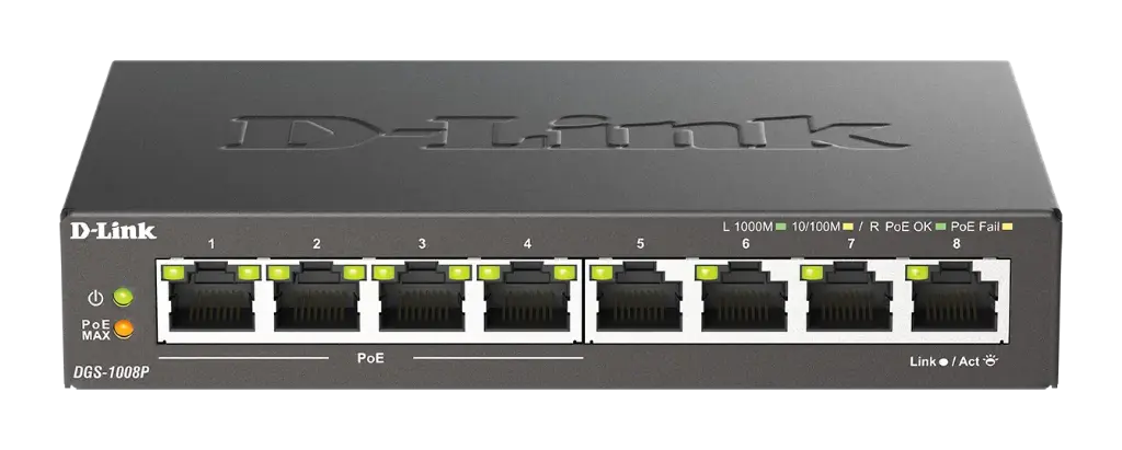 8-port 10/100/1000Base-T Unmanaged Switch with 4 P 
