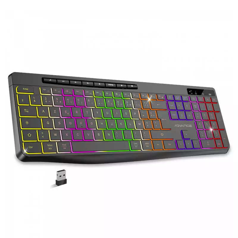 ADVANCE CLAVIER SANS FIL RGB RECHARGEABLE NOIR 