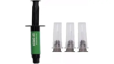 Le BAKU 3 Packs UV Solder Mask Ink est un ensemble de trois seringues de masque de soudure UV polymérisable  de couleur verte, conçu pour la protection et l'isolation des circuits  imprimés (PCB) lors des réparations électroniques