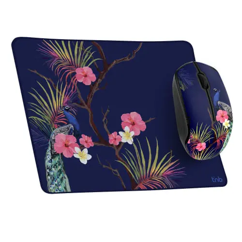 PACK SOURIS SANS FIL + TAPIS DESIGN TROPIC