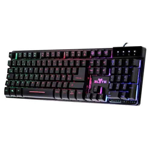 Clavier gamer semi-mécanique ELYTE KY-100 Retroeclairage Rainbow 105 Touches (6 touches ant -ghosting) Base en metal 