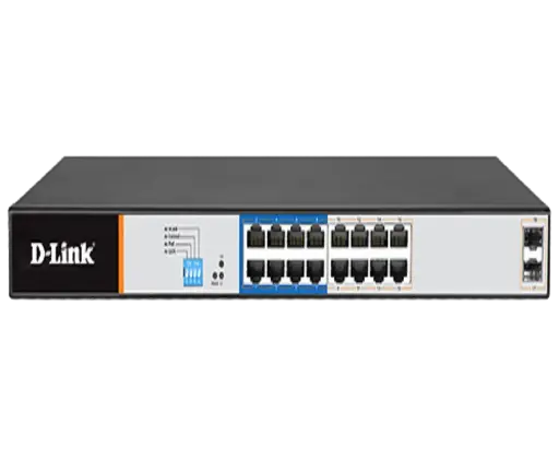 [DGS-F1210-18PS-E] 16-port 10/100/1000Base-T POE 250m PoE+ SMART 2SFP 