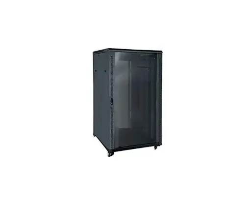 [B24U-6.8] Armoire 24U 600x800 Porte vitré Chassis sur 4 roues 