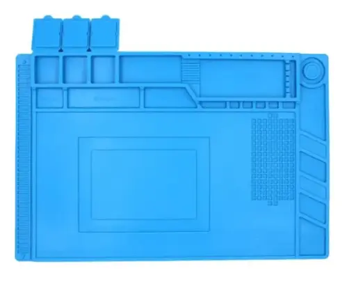 Tapis de réparation en silicone Matériau : Silicone résistant à la  chaleur Dimensions typiques : Environ 45 × 30  cm Résistance à la chaleur : jusqu’à 500 °C, idéal pour les travaux de  soudure